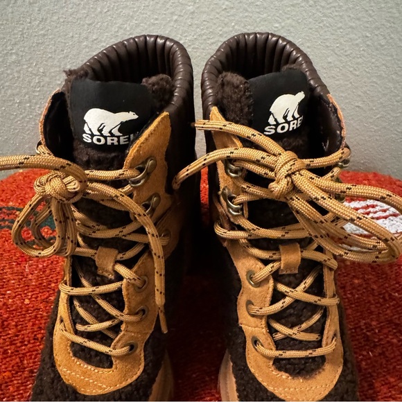 SOREL Women's Brex Cozy Mixed-Media Lace-Up Ankle Booties Blackend Brown Sz 7 - Picture 8 of 11